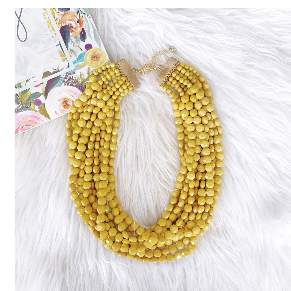 Yellow Mustard Multi beaded Handmade Necklace
